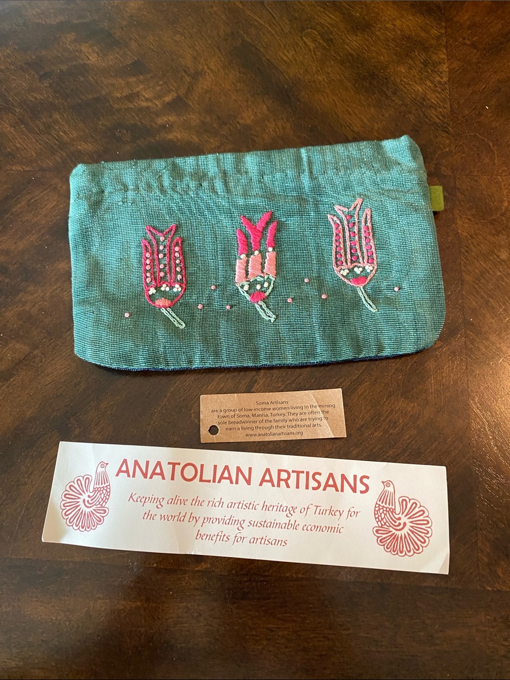 Anatolian Artisans Green and Blue Small Pouch